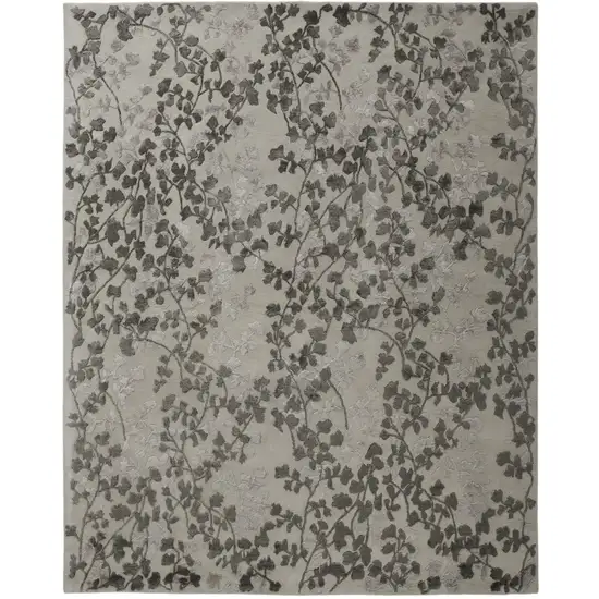 Gray and Silver Floral Hand Tufted Area Rug Photo 2