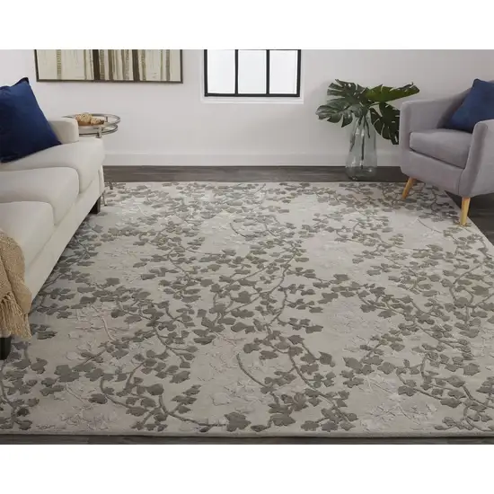 Gray and Silver Floral Hand Tufted Area Rug Photo 8