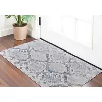 Photo of Gray and Silver Floral Power Loom Area Rug