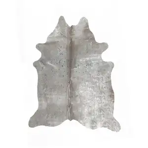 Photo of Gray and Silver Genuine Cowhide Hand Knotted Area Rug