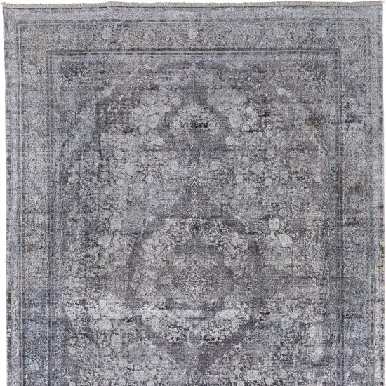 Gray and Silver Oriental Power Loom Worn Faded Area Rug Photo 6