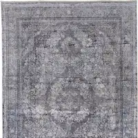 Photo of Gray and Silver Oriental Power Loom Worn Faded Area Rug