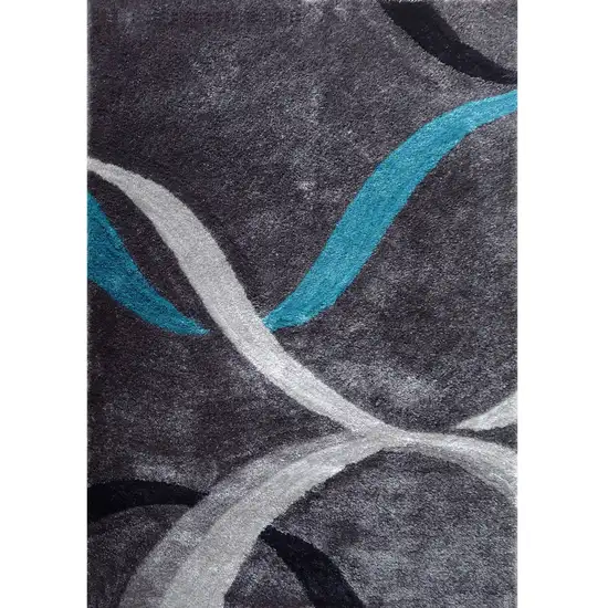 Gray and Silver Shag Hand Tufted Area Rug Photo 1