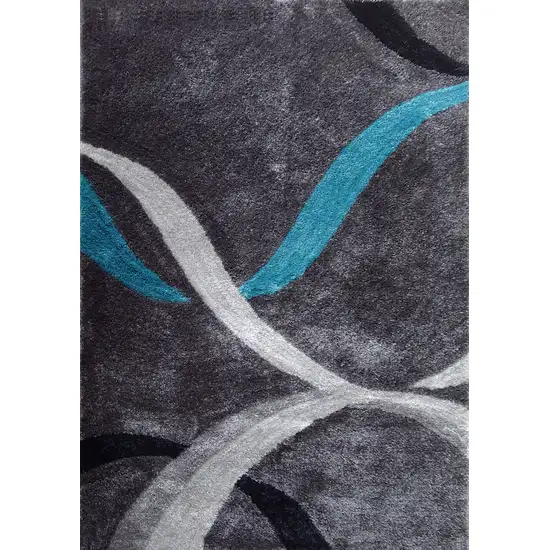 Gray and Silver Shag Hand Tufted Area Rug Photo 3