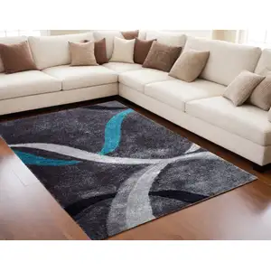 Photo of Gray and Silver Shag Hand Tufted Area Rug