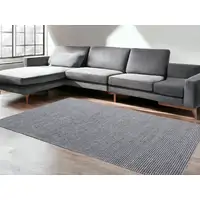Photo of Gray and Silver Striped Hand Woven Non Skid Area Rug