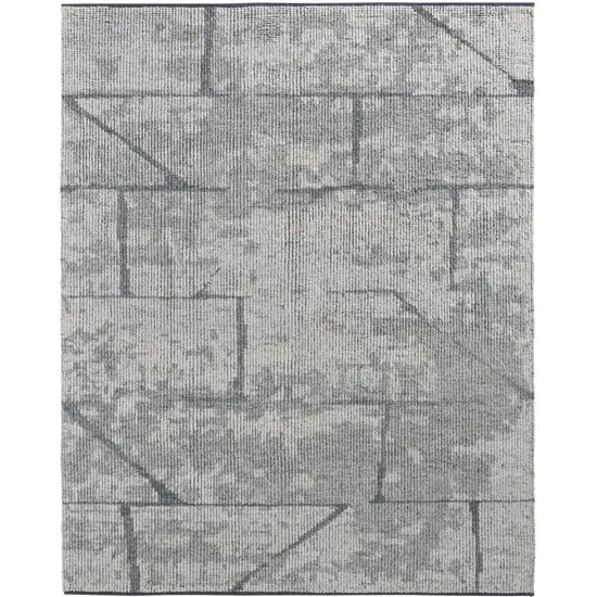 Gray and Silver Wool Abstract Hand Knotted Worn Faded Area Rug Photo 5