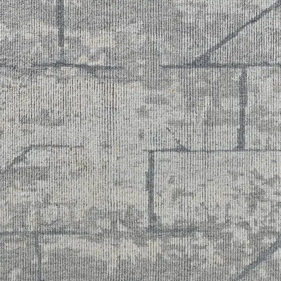 Gray and Silver Wool Abstract Hand Knotted Worn Faded Area Rug Photo 7