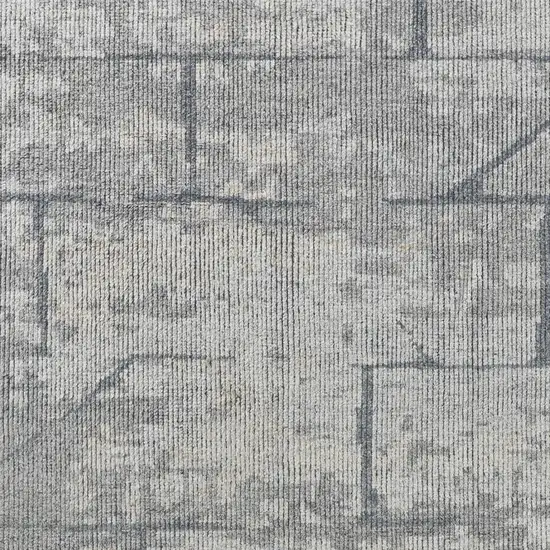 Gray and Silver Wool Abstract Hand Knotted Worn Faded Area Rug Photo 6