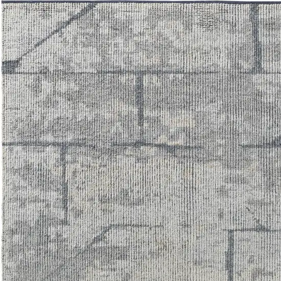 Gray and Silver Wool Abstract Hand Knotted Worn Faded Area Rug Photo 7