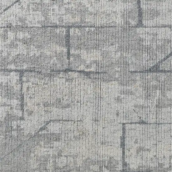 Gray and Silver Wool Abstract Hand Knotted Worn Faded Area Rug Photo 9