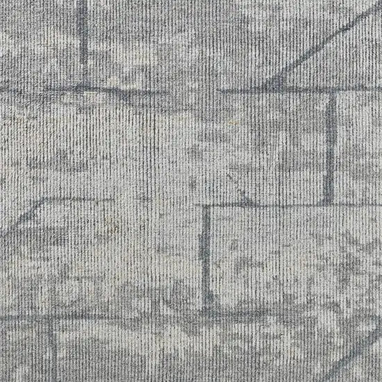 Gray and Silver Wool Abstract Hand Knotted Worn Faded Area Rug Photo 4