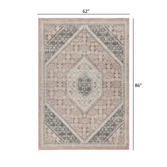 Gray and Soft Pink Traditional Area Rug Photo 7