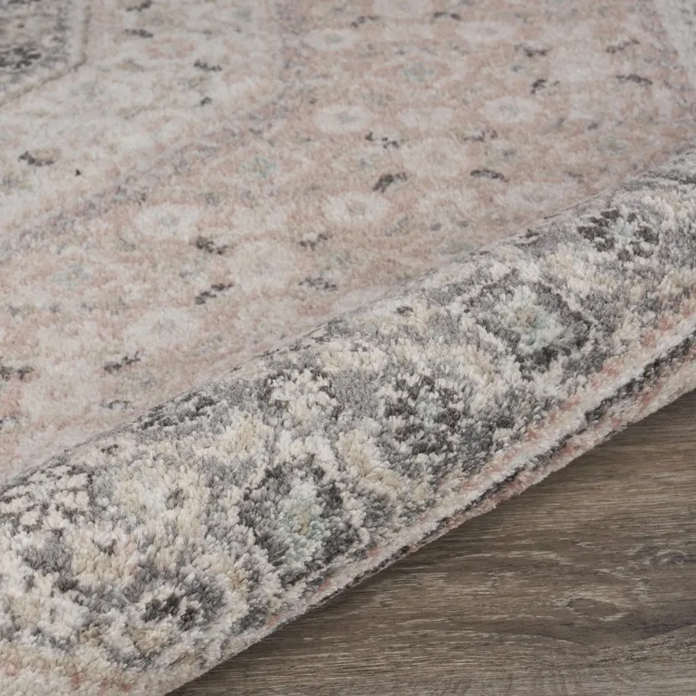 Gray and Soft Pink Traditional Area Rug Photo 5