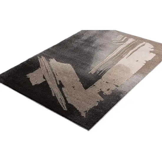 Gray and Tan Abstract Stroke Area Rug Photo 1