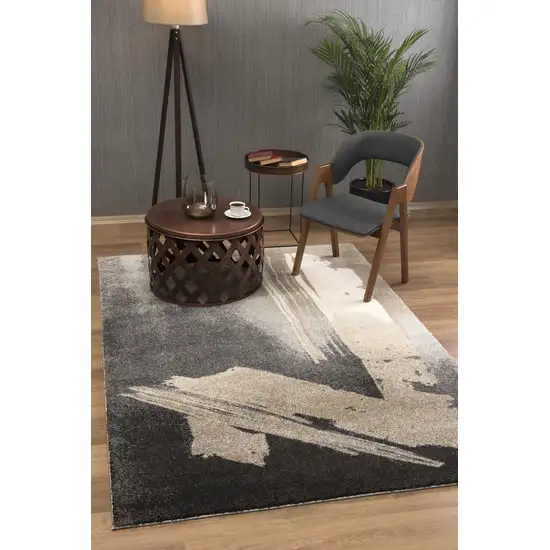 Gray and Tan Abstract Stroke Area Rug Photo 6