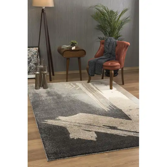 Gray and Tan Abstract Stroke Area Rug Photo 3