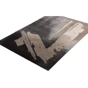 Photo of Gray and Tan Abstract Stroke Area Rug