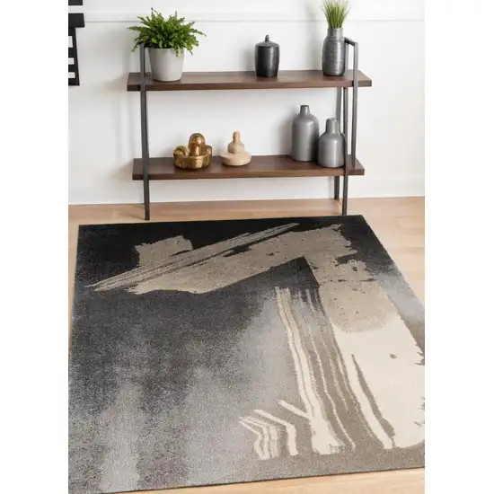 Gray Abstract Power Loom Area Rug Photo 1