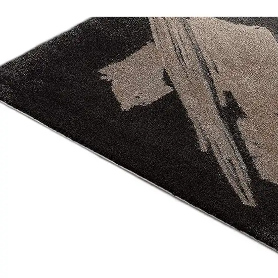 Gray and Tan Abstract Stroke Area Rug Photo 5