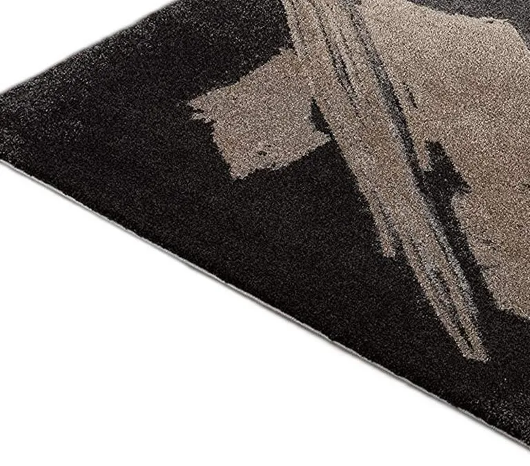 Gray and Tan Abstract Stroke Area Rug Photo 4