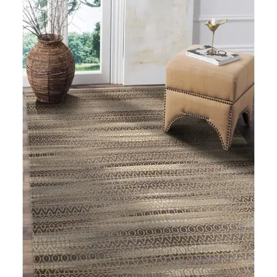 Gray and Tan Striated Runner Rug Photo 4