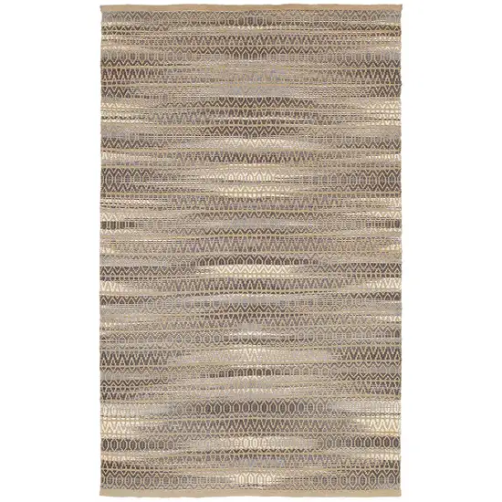 Gray and Tan Striated Runner Rug Photo 1