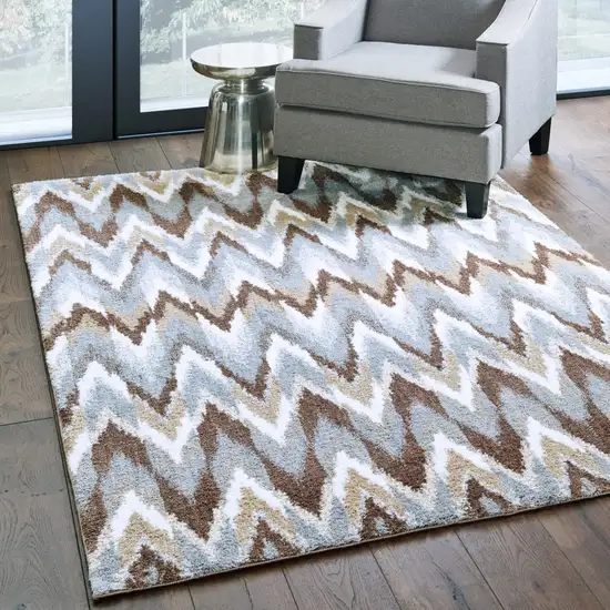 Gray and Taupe Ikat Pattern Area Rug Photo 4