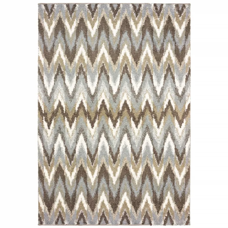 Gray and Taupe Ikat Pattern Area Rug Photo 1