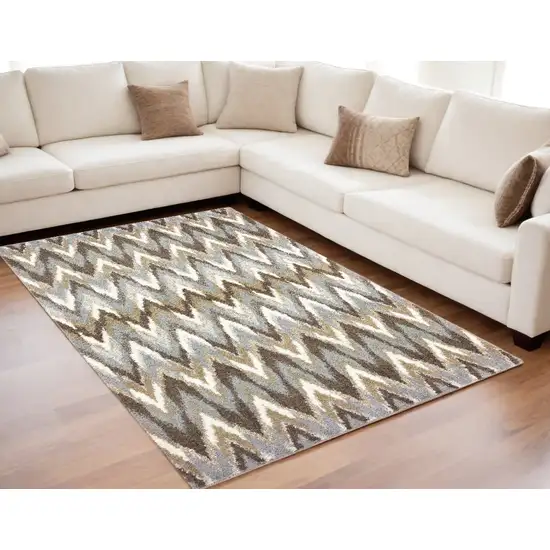 Gray And Taupe Ikat Pattern Area Rug Photo 1