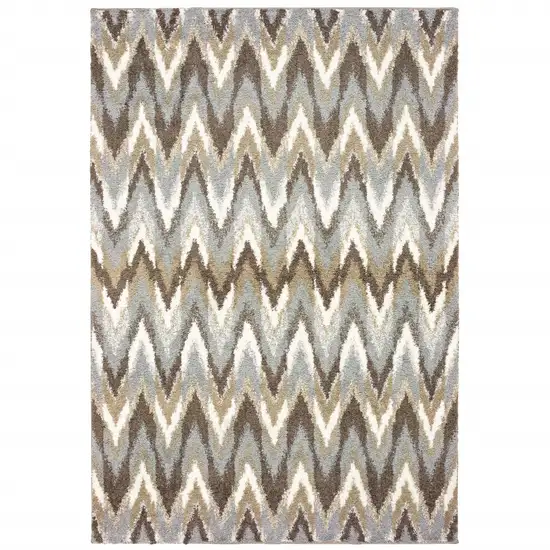 Gray And Taupe Ikat Pattern Area Rug Photo 4