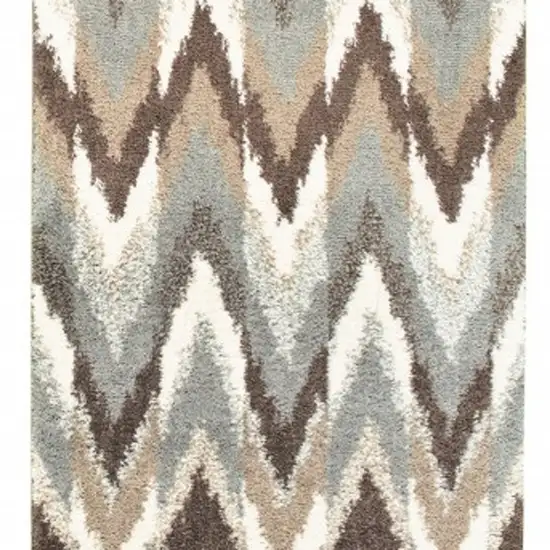 Gray and Taupe Ikat Pattern Runner Rug Photo 4