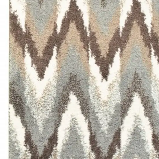 Gray and Taupe Ikat Pattern Runner Rug Photo 3