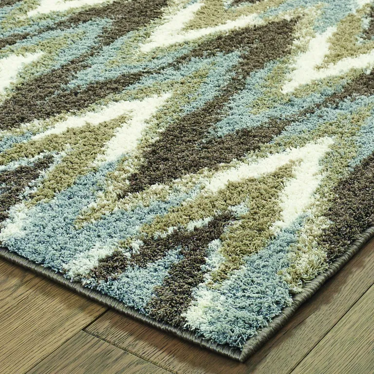 Gray and Taupe Ikat Pattern Runner Rug Photo 2