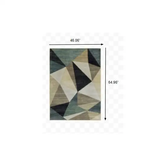 Gray And Teal Geometrics Indoor Area Rug Photo 8