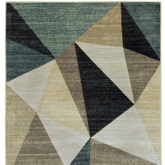 Gray And Teal Geometrics Indoor Area Rug Photo 4