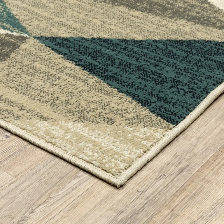 Gray and Teal Geometrics Indoor Area Rug Photo 2