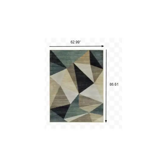 Gray and Teal Geometrics Indoor Area Rug Photo 5