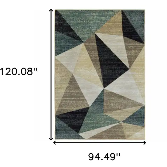 Gray and Teal Geometrics Indoor Area Rug Photo 5