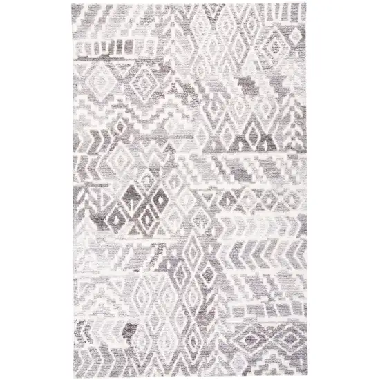 Gray and White Abstract Geometric Hand Tufted Distressed Area Rug Photo 5