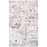 Photo of Gray and White Abstract Geometric Hand Tufted Distressed Area Rug