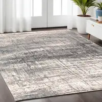 Photo of Gray and White Abstract Non Skid Area Rug