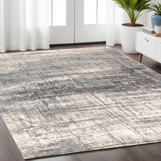 Gray and White Abstract Non Skid Area Rug Photo 1