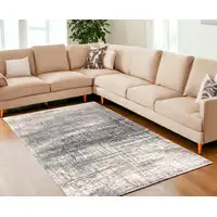 Photo of Gray and White Abstract Non Skid Area Rug