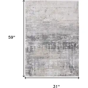 Photo of Gray and White Abstract Non Skid Area Rug