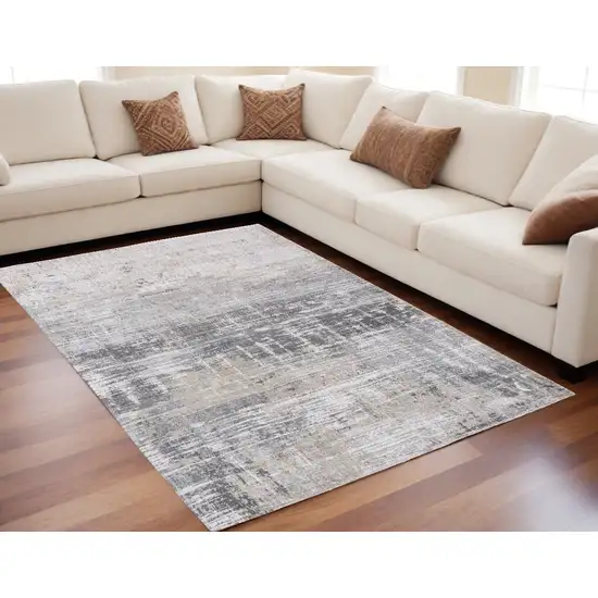 Gray and White Abstract Non Skid Area Rug Photo 1