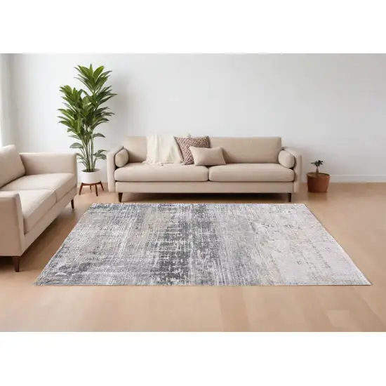 Gray and White Abstract Non Skid Area Rug Photo 1