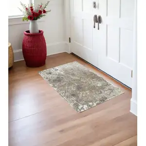 Photo of Gray and White Abstract Non Skid Area Rug