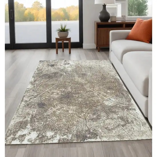 Gray and White Abstract Non Skid Area Rug Photo 1