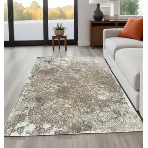 Photo of Gray and White Abstract Non Skid Area Rug